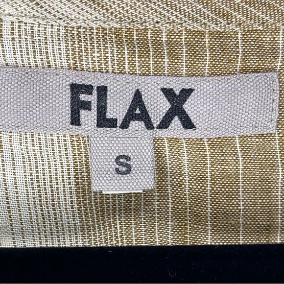 Flax- Striped Linen tunic Button down with 3/4 sleeves Earthy Tones Size S - Picture 5 of 12